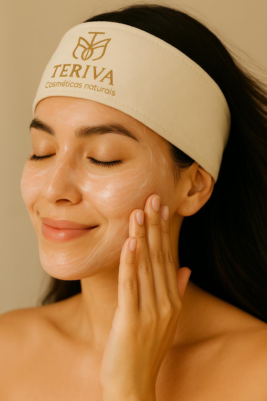Kit Skincare Teriva – Espuma de Limpeza + Hidratante Facial + Esfoliante Facial + Faixinha 100% Algodão
